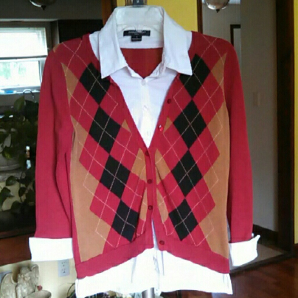 Women's August Silk Knits Argyle Sweater